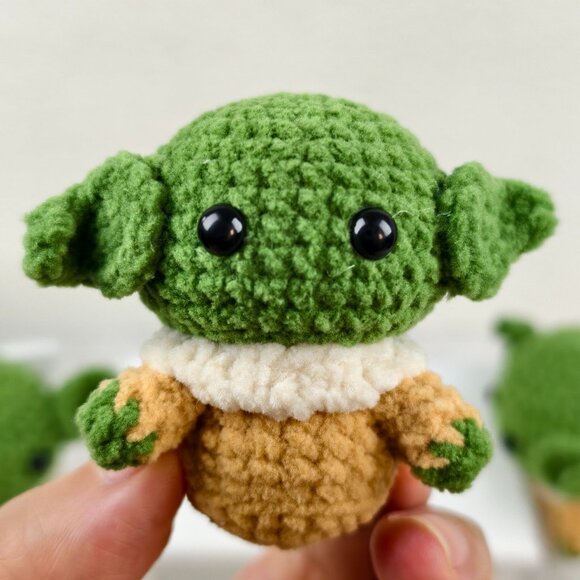 Handmade Amigurumi Crochet Yoda Plushie - Picture 1 of 6